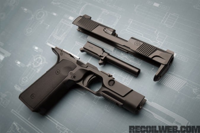 futuristic looking handguns