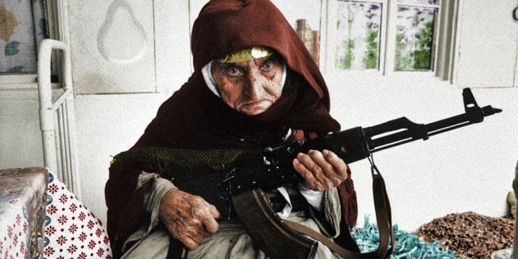 Old woman with AK-47 - Bulgarian magazine
