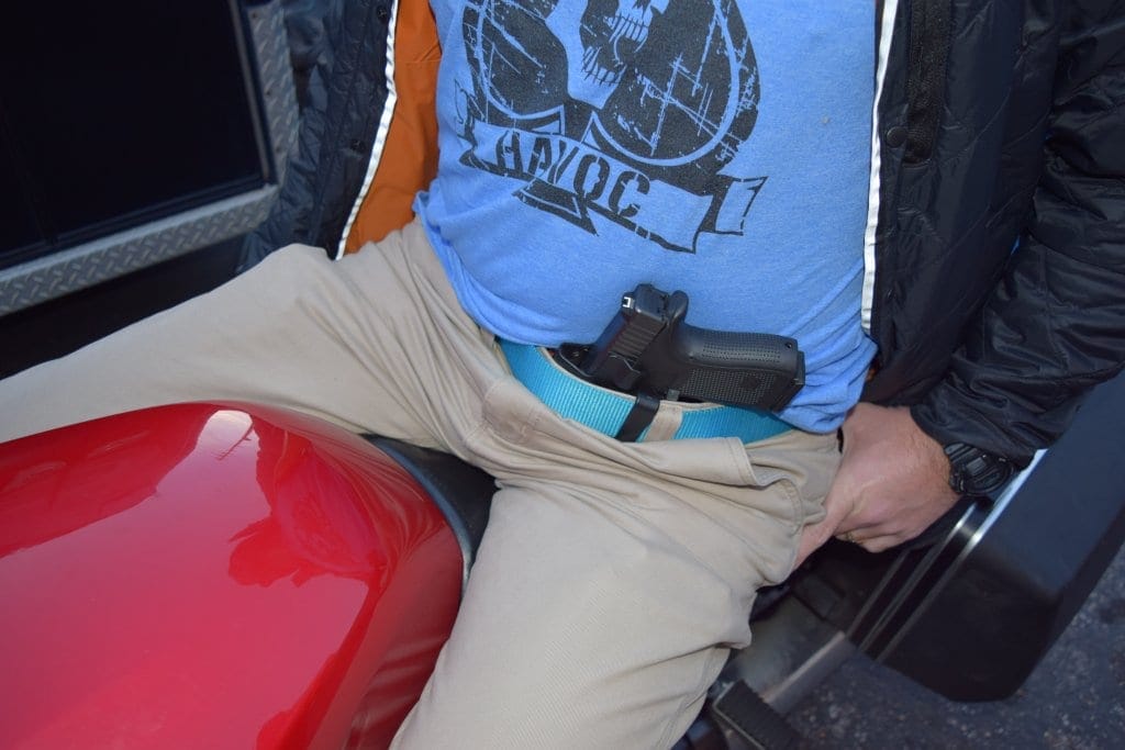 AIWB (appendix carry) motorcycle concealed carry.