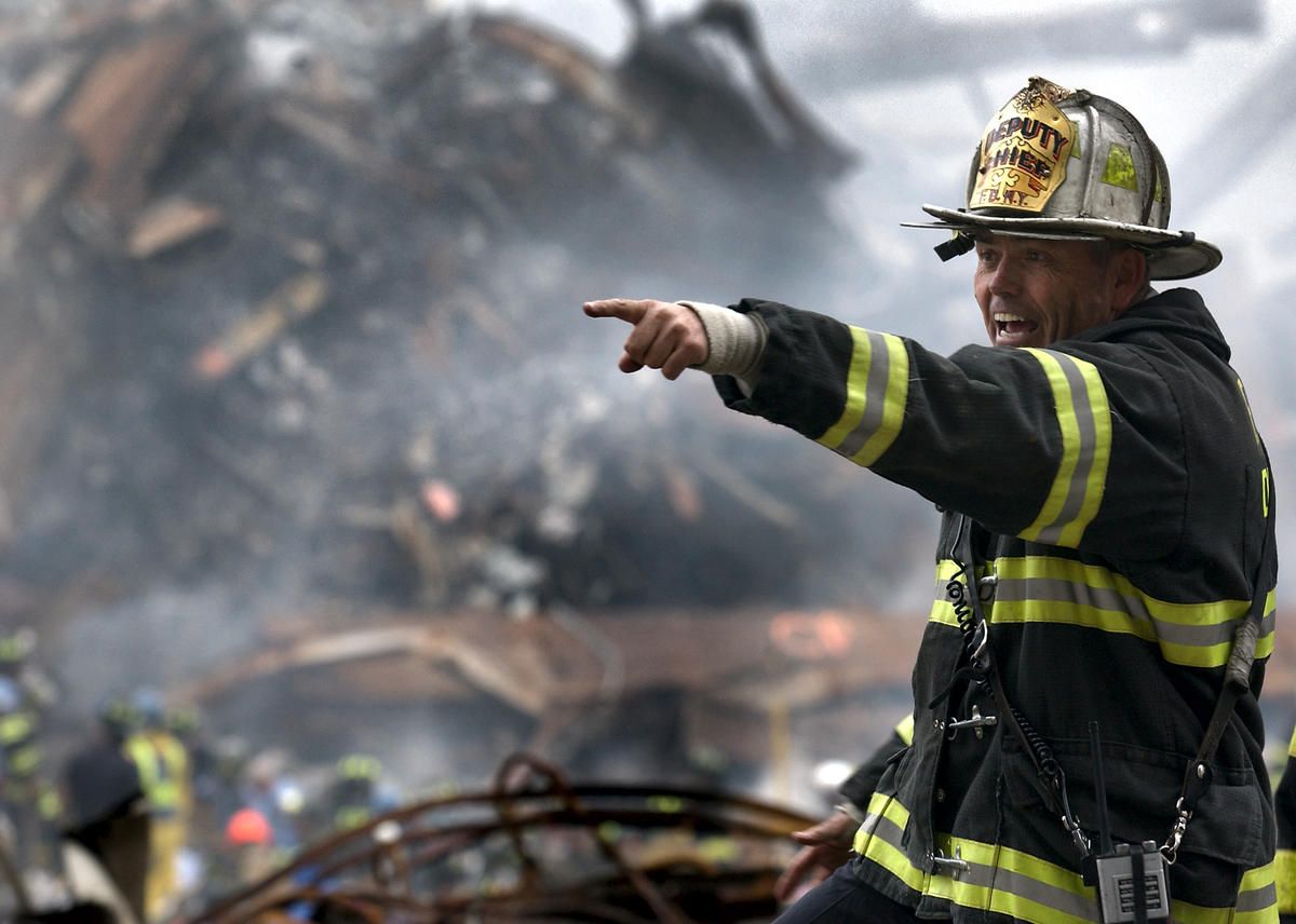 NYFD Deputy Chief Joseph Curry at the World Tract Center on September 11, 2001.