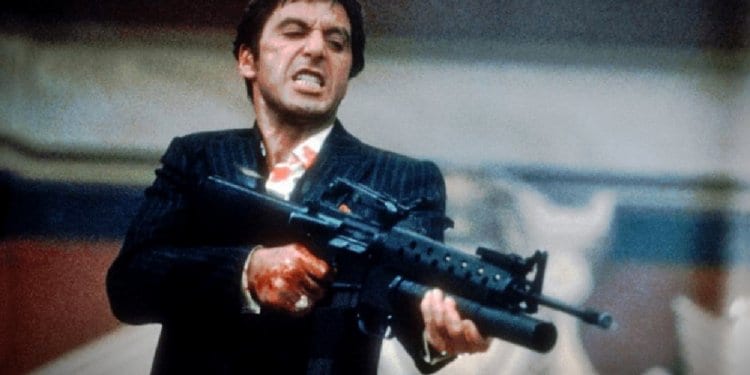 Tony Montana in Scarface with M203, "Say hello to my little friend"