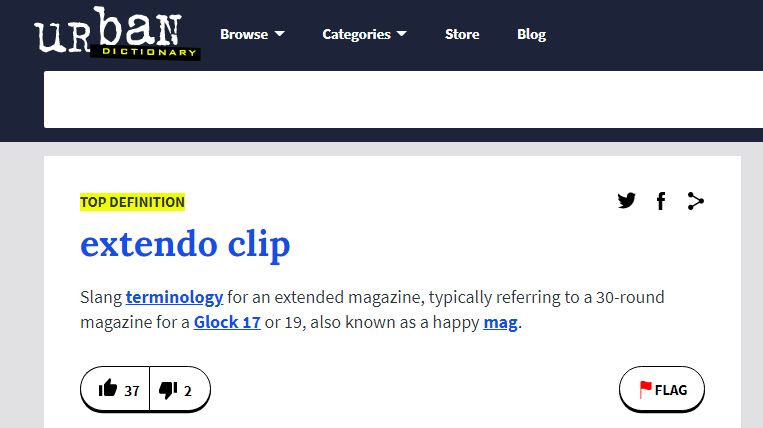 "Extendo clip" is slang for an extended magazine.