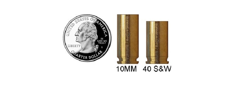 10mm vs .40 S&W size comparison