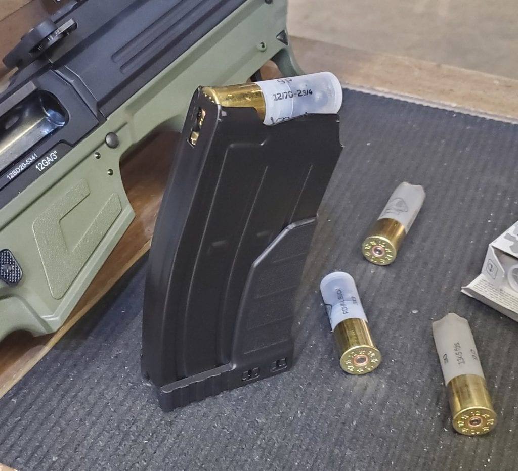 ATI Bullpup 12-gauge box magazines. Mag-fed shotgun.