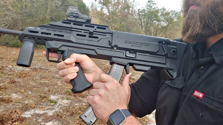Reloading Scorpion Bullpup with ETS 40-round magazine.
