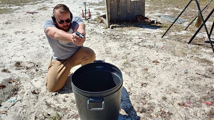 Travis Pike aiming an Altor Pistol