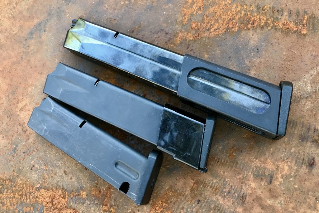 Beretta M9 magazines: 15 rounds, 20 rounds, and 30 rounds.