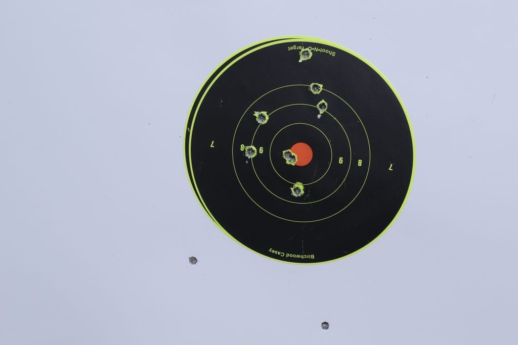10 rounds fired fast, from the shoulder, at 100. The Ruger American Rifle platform is versatile.
