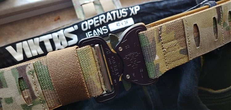 Viktos jeans with Sentry Gunnar belt featuring a Cobra buckle