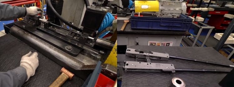 Press fitting AK-12 barrel and receiver, before and after.