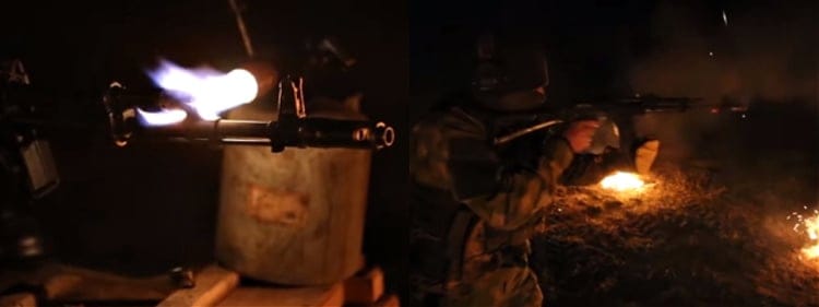 Heating AK-12 with a blowtorch before firing it red hot.