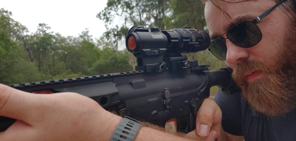 Bushnell TRS 25 red dot and magnifier on PCC