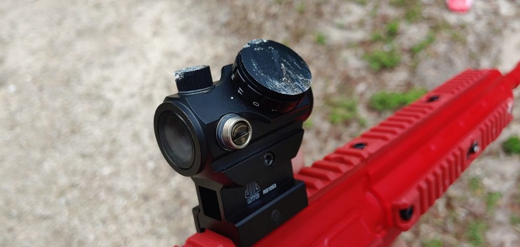 Bushnell TRS 25 red dot sight on ASP red gun after drop test
