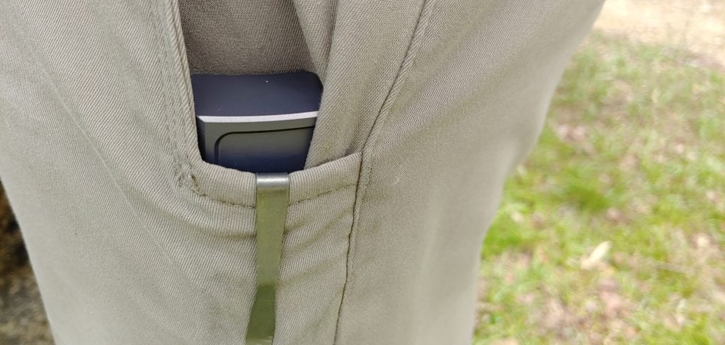 Tyrant Designs Glock 43X extended magazine in NeoMag in front pants pocket.