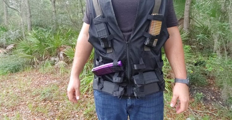 Forgotten Weapons HEAT vest, with magazines falling out after a 30-yard walk.