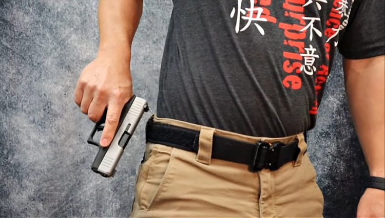Glock 43X one handed manipulation - racking the slide with a belt