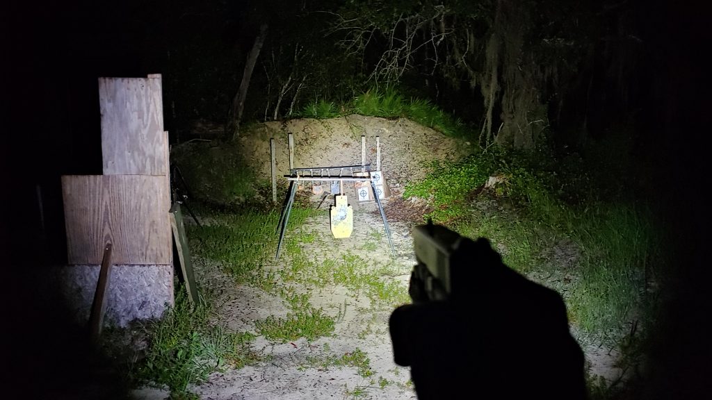 Nightstick pistol light at 15 yards on steel target. 