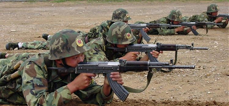 AK variants from around the world - Chinese soldiers with Type 81 AKs.