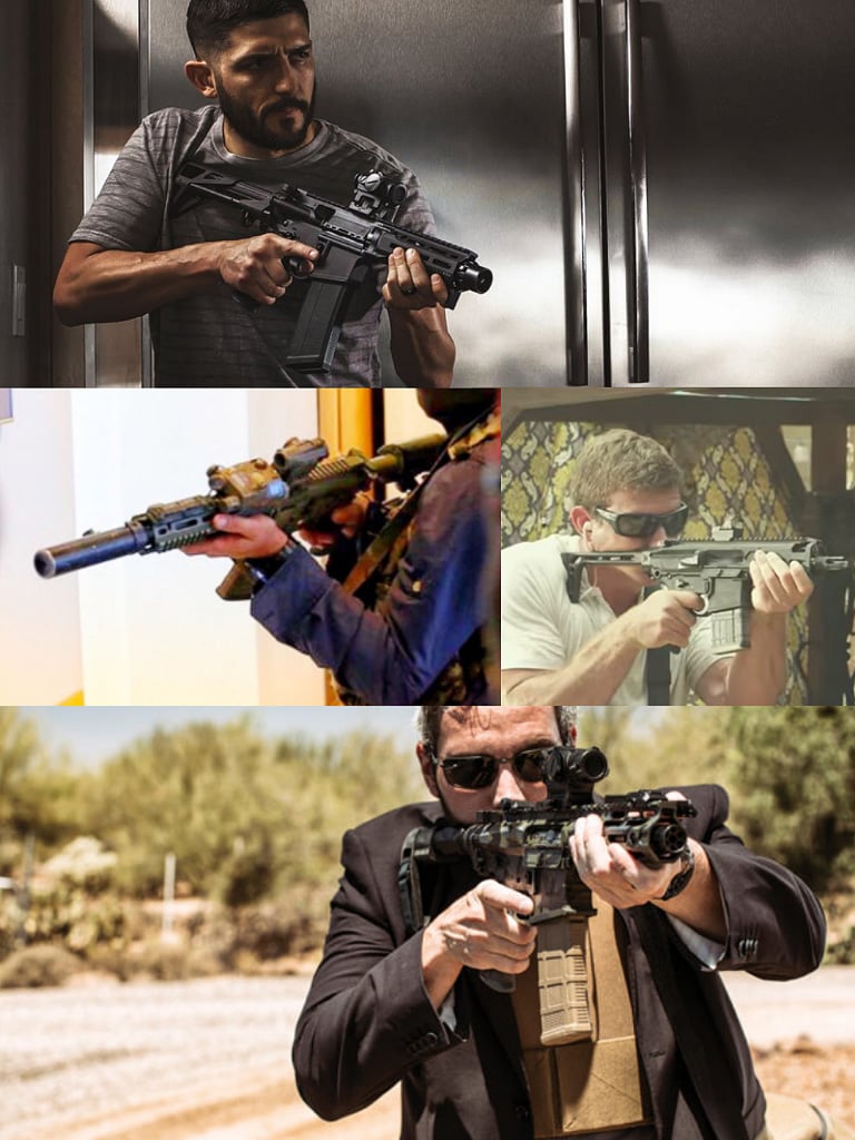 Configuration and use of the PDW (Personal Defense Weapon)