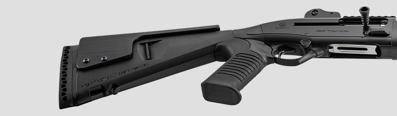 Beretta Enhanced 1301 Tactical Shotgun laying down on a white background