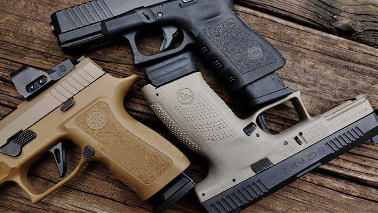 Compact pistols: Sig P320, CZ P10C, and Glock 19