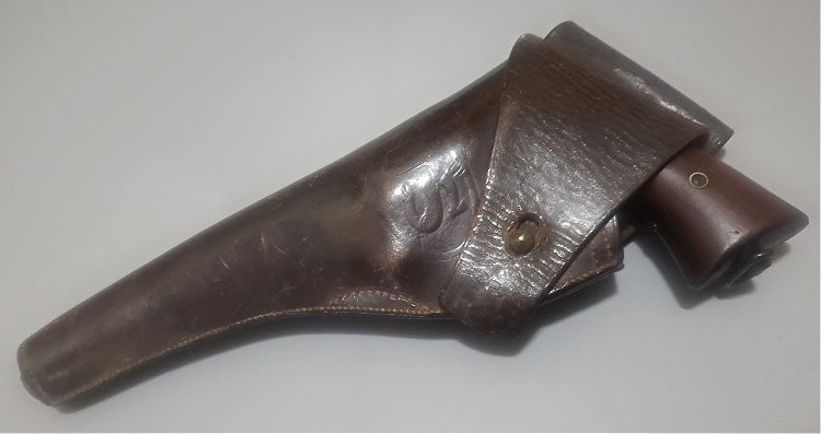 James Draper's Colt New Army Model 1901 revolver, in holster.
