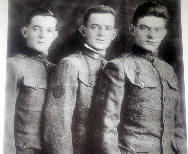James L. Draper (L) with his brothers Henry and John in 1918.