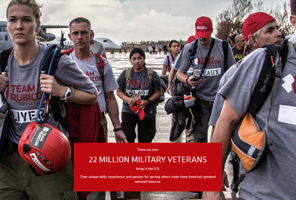 70% of Team Rubicon greyshirts are military personnel. There is plenty of welcome (and need) for civilian volunteers, however!