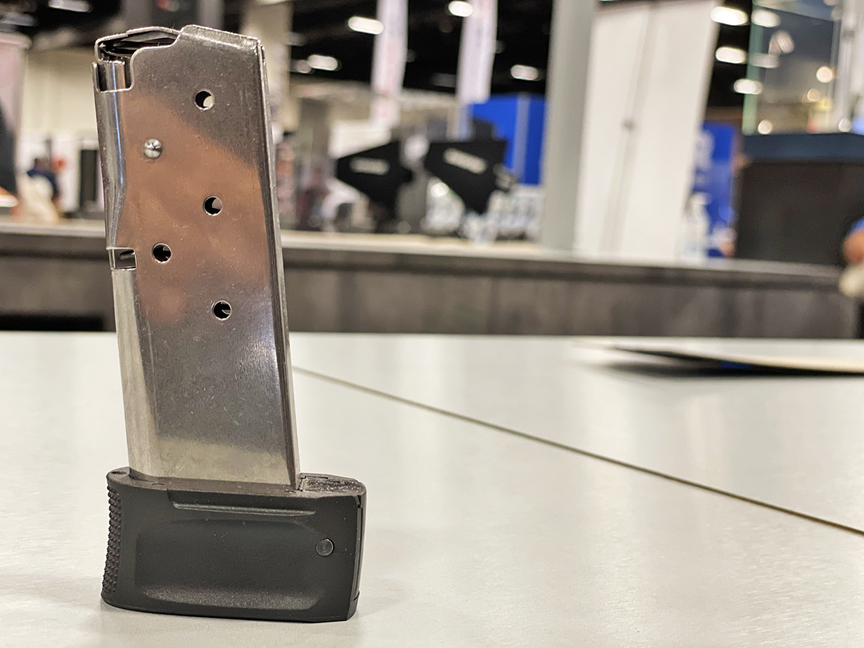 Unloaded examples of APX A1 Carry pistol magazines at the USCCA Expo.