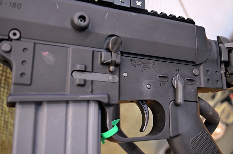 Closeup of the BRN-180 controls