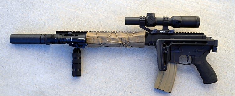 BRN-180 with suppressor cover over the handguard