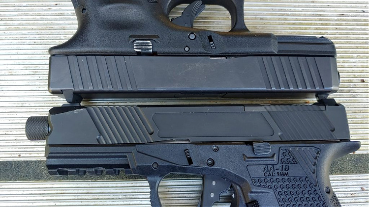 Glock 19 slide vs AA19 Glock 19 clone slide