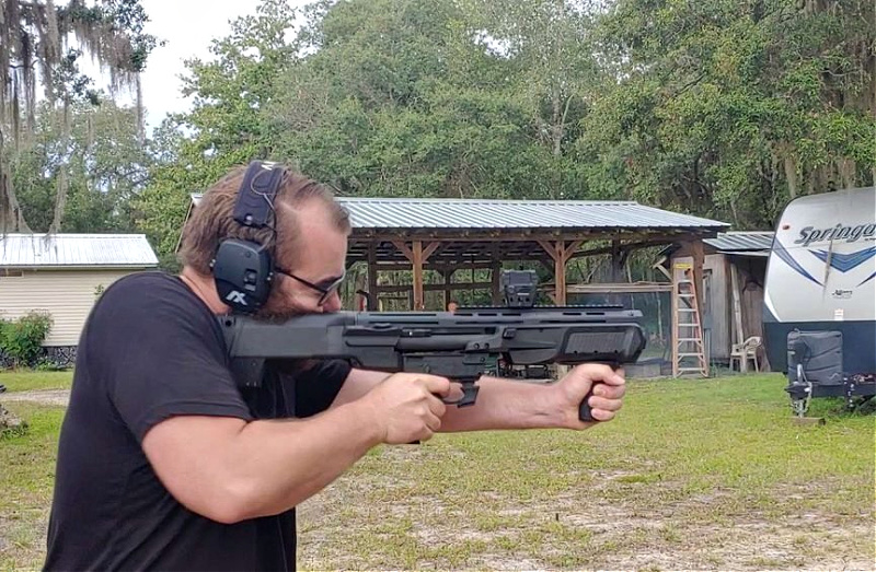Travis Pike shooting the Smith & Wesson M&P 12 bullpup shotgun