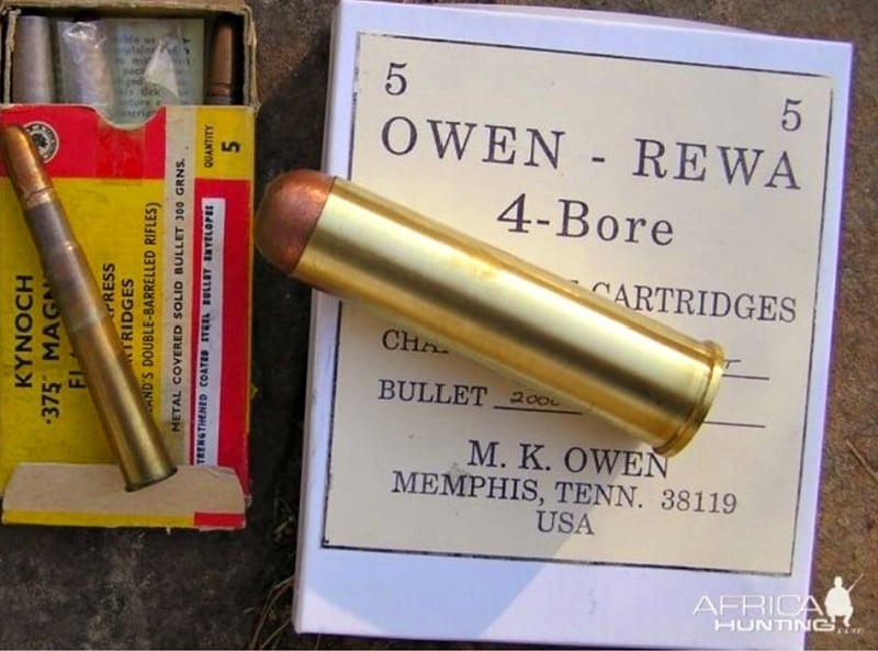 4-bore cartridge next to .375 Magnum