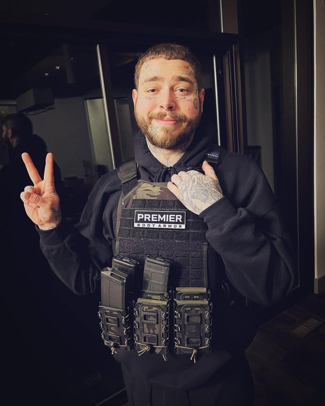 Post Malone at SHOT wearing Premier's Elite Executive Vest with "Eclipsys cooling technology". 