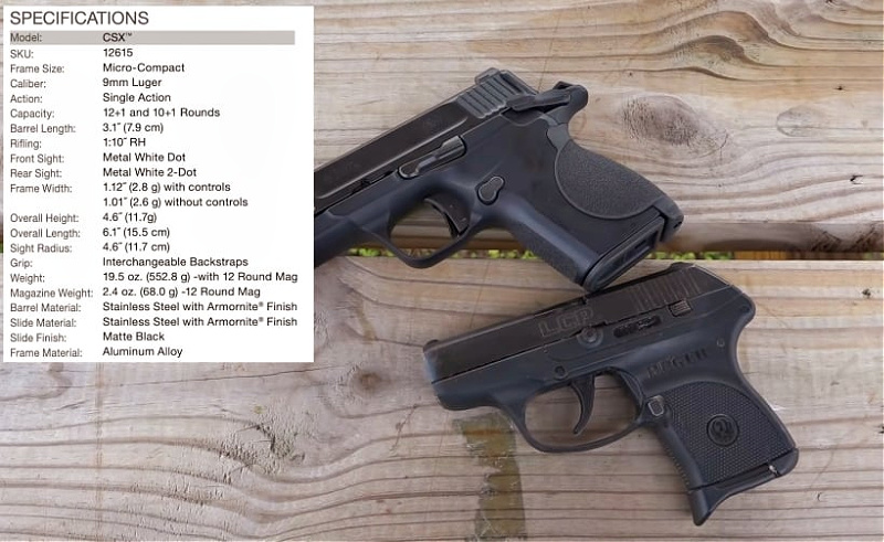 The CSX next to a Ruger LCP.