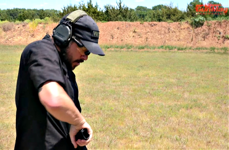 use the edge of your holster to cycle the action to clear out any rounds in the chamber.