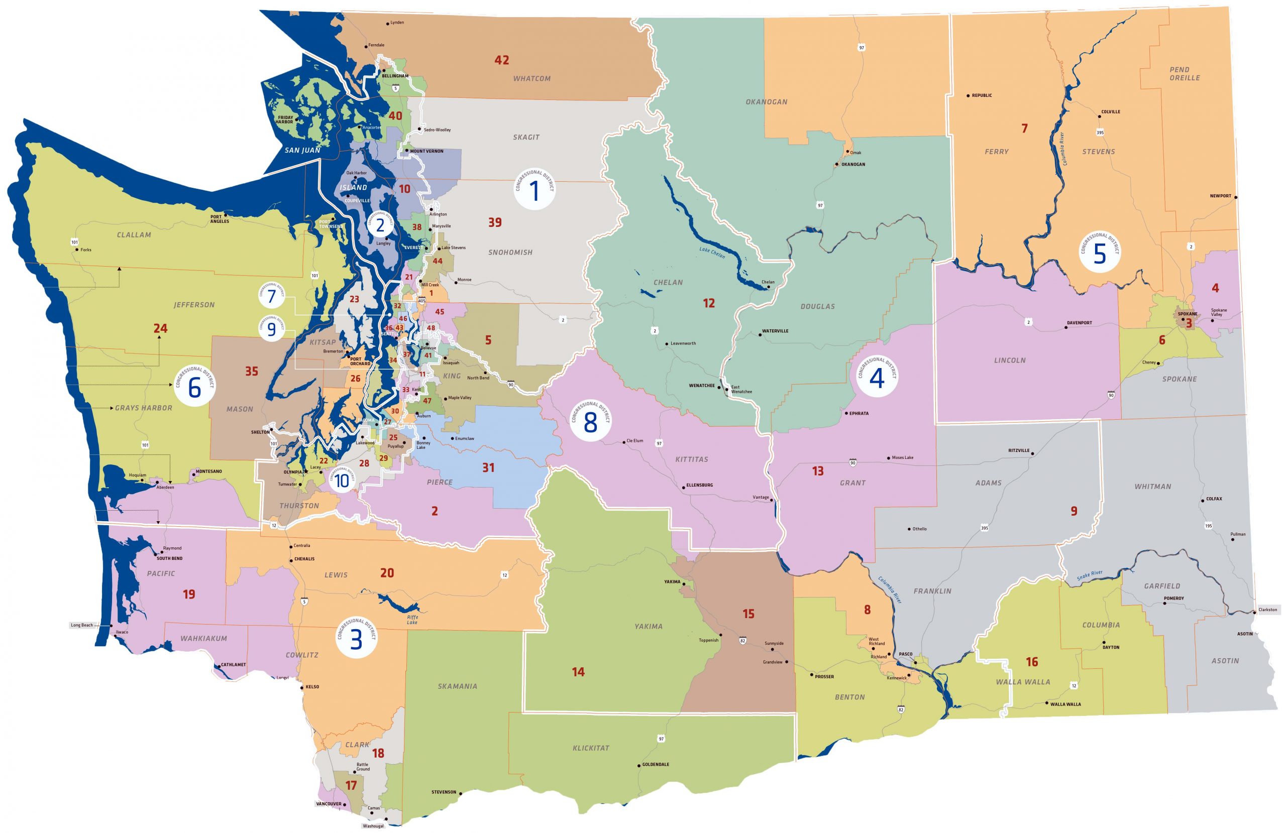 Washington State Legislative Map Printable Map 8BB
