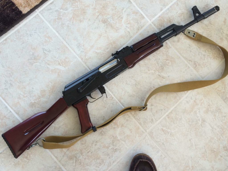 AK Rifle with plum colored wood furniture