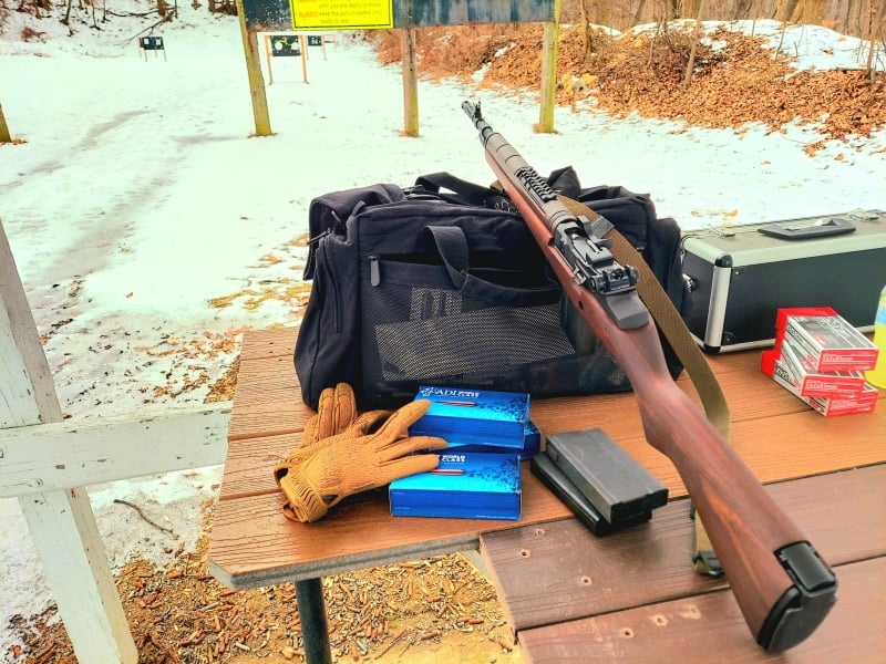 Springfield Scout Squad Rifle at the range in winter