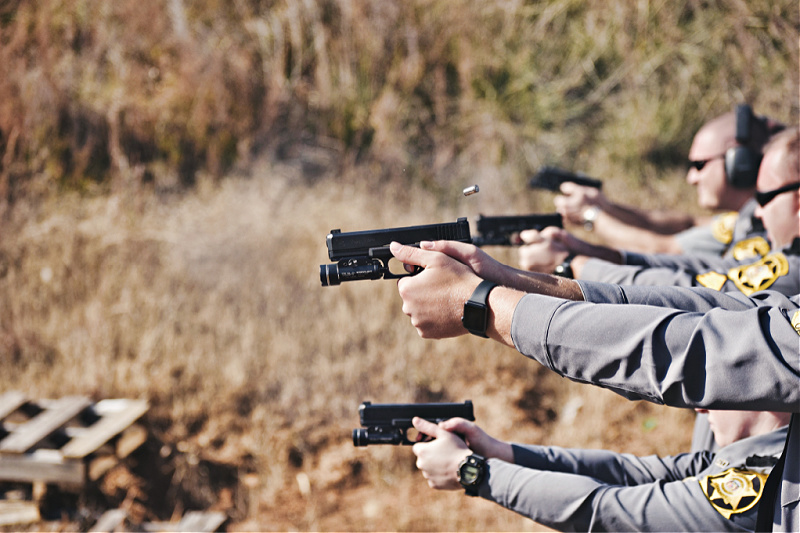 law enforcement training with Glock handguns