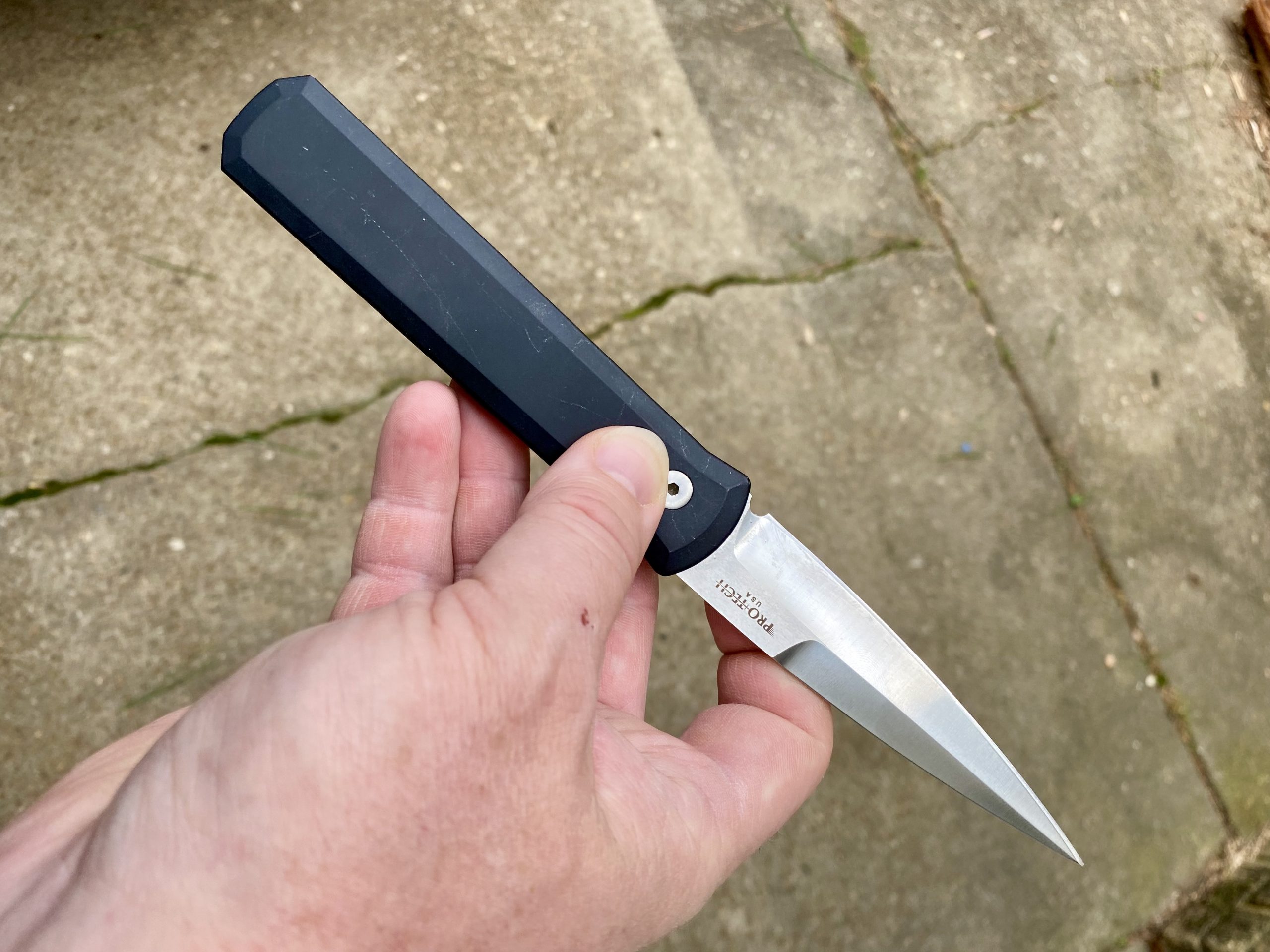 Open, the Godfather is 9 inches. The size feels perfect. If you want something smaller, they make a knife called the Godson that is shorter.