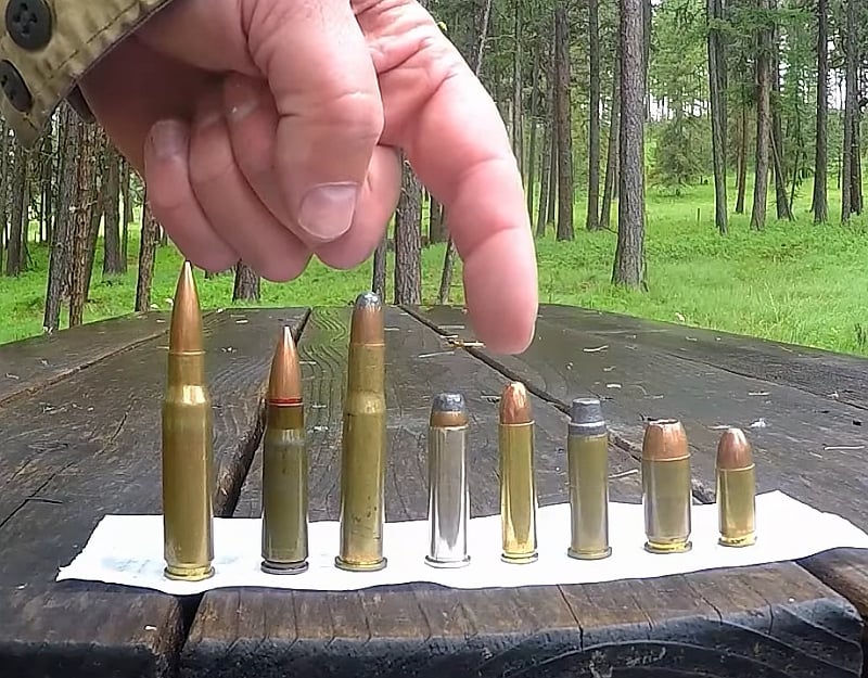 cartridge lineup 7.62x51 (.308), 7.62x39, 30-30 Winchester, .357 Magnum, .30 Carbine, .38 Special, .45 ACP, .9x19mm