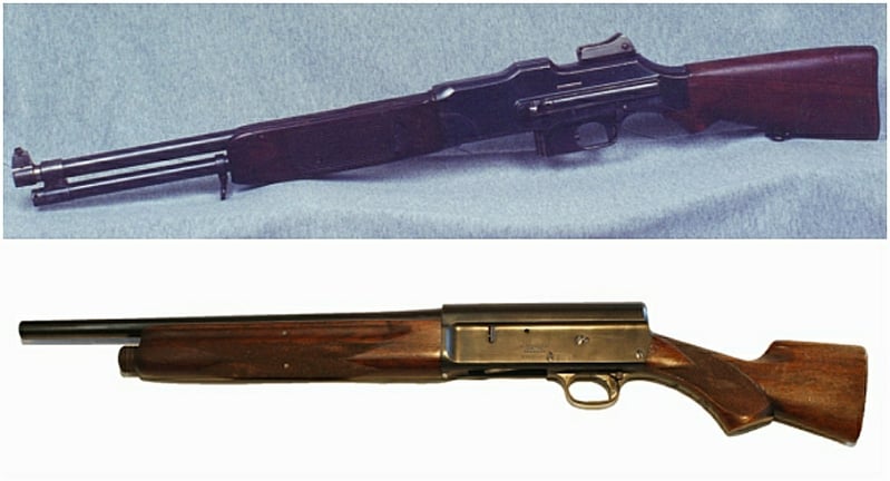 Barrow's preferred cut-down Browning BAR and Parker's Whippet shotgun. 