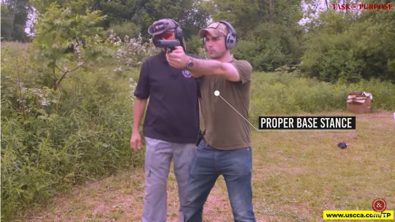 handgun fundamentals, demonstration of Proper Stance