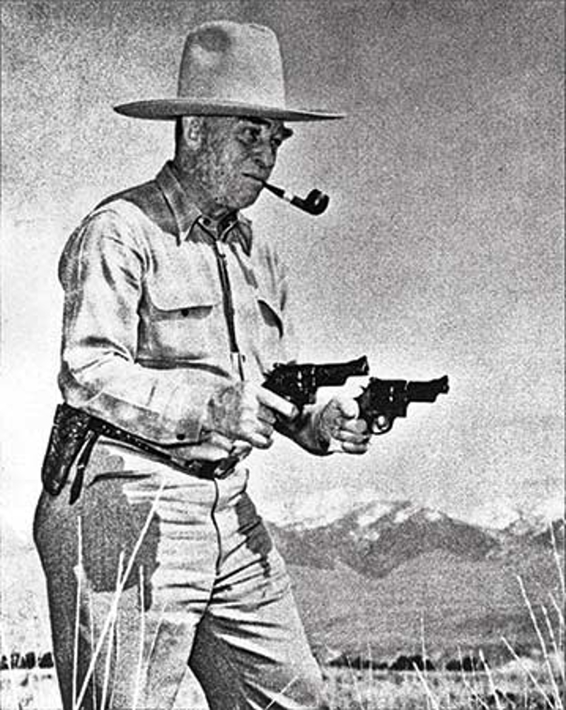 Elmer Keith with a pair of revolvers. 