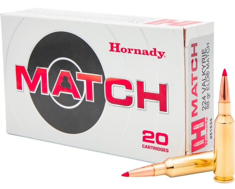 A box of Hornady 224 Valkyrie 88 grain ELD Match