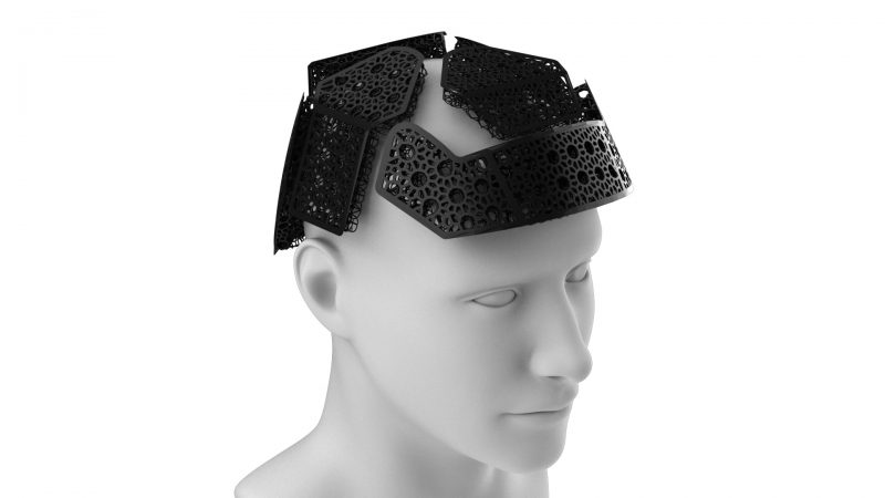 Hard Head Veterans new Micro Lattice Pads being modeled on a human. 