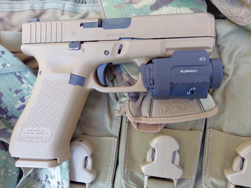Glock 19X with weapon light.