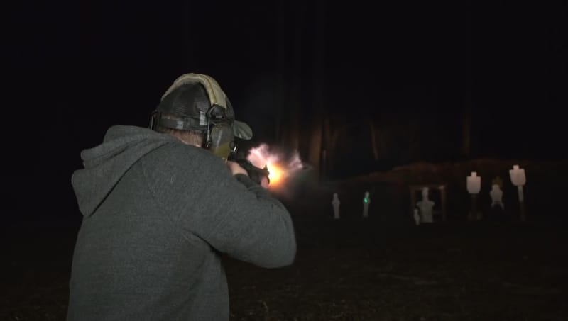 Firing at night.
